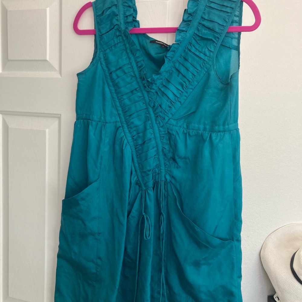 Nanette Lepore Turquoise Ruffle Dress size 2 USA